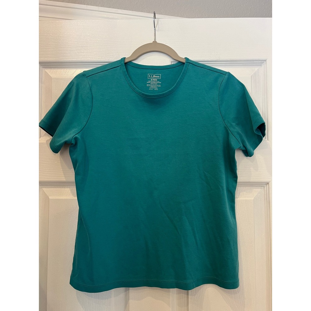 L.L.Bean T-Shirt 100% Supima Cotton Teal Classic Crewneck S Minimalist Gorpcore